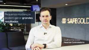 Imagem do Guilherme Cotá, colaborador da SafeGold, com o título ao lado "Pequenas mudanças podem gerar grandes resultados".