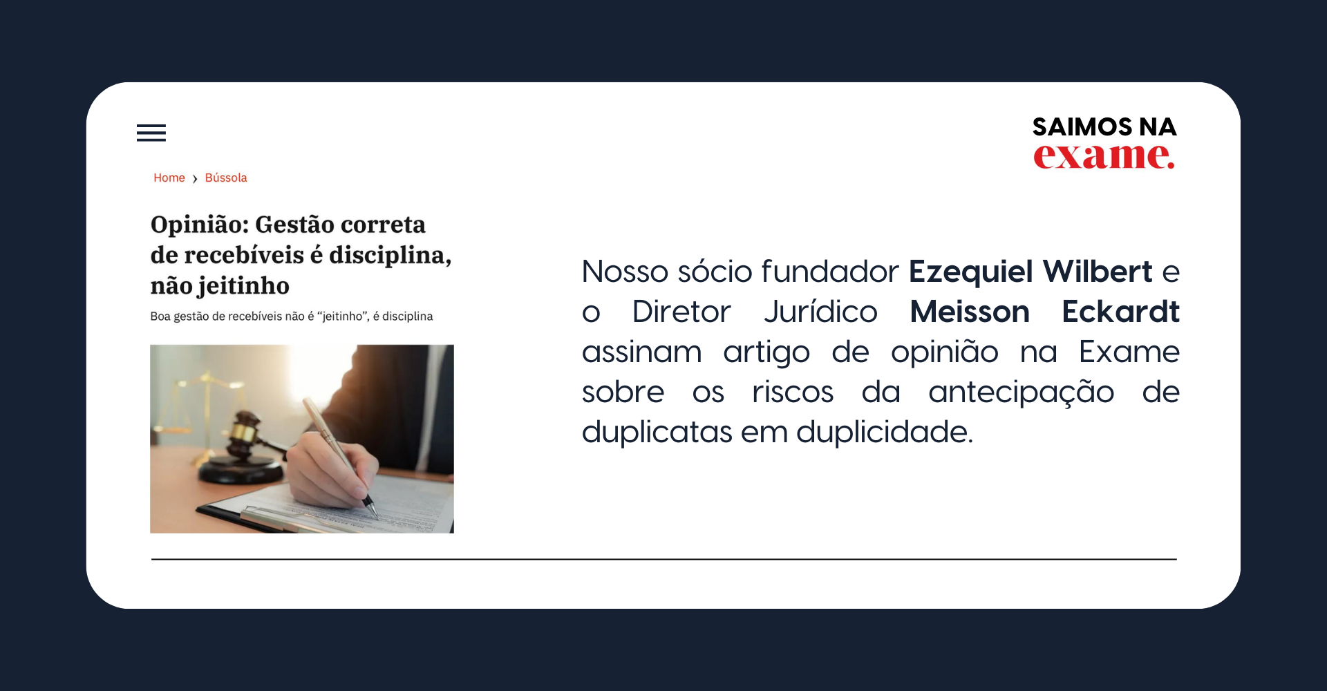 Artigo da Safegold sobre antecipação de duplicatas em duplicidade na Exame