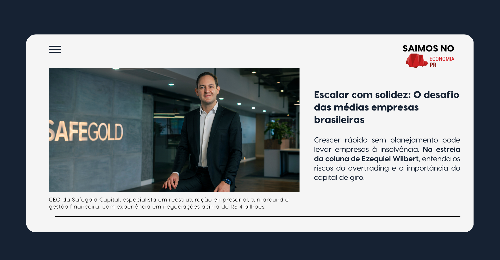 Crescimento sustentável de médias empresas – Safegold