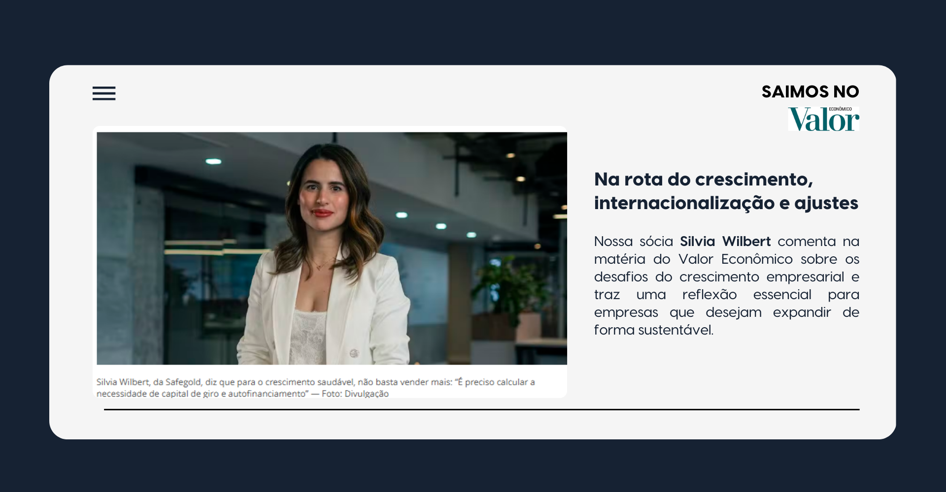 Crescimento empresas médias – caso Onfly e análise Safegold