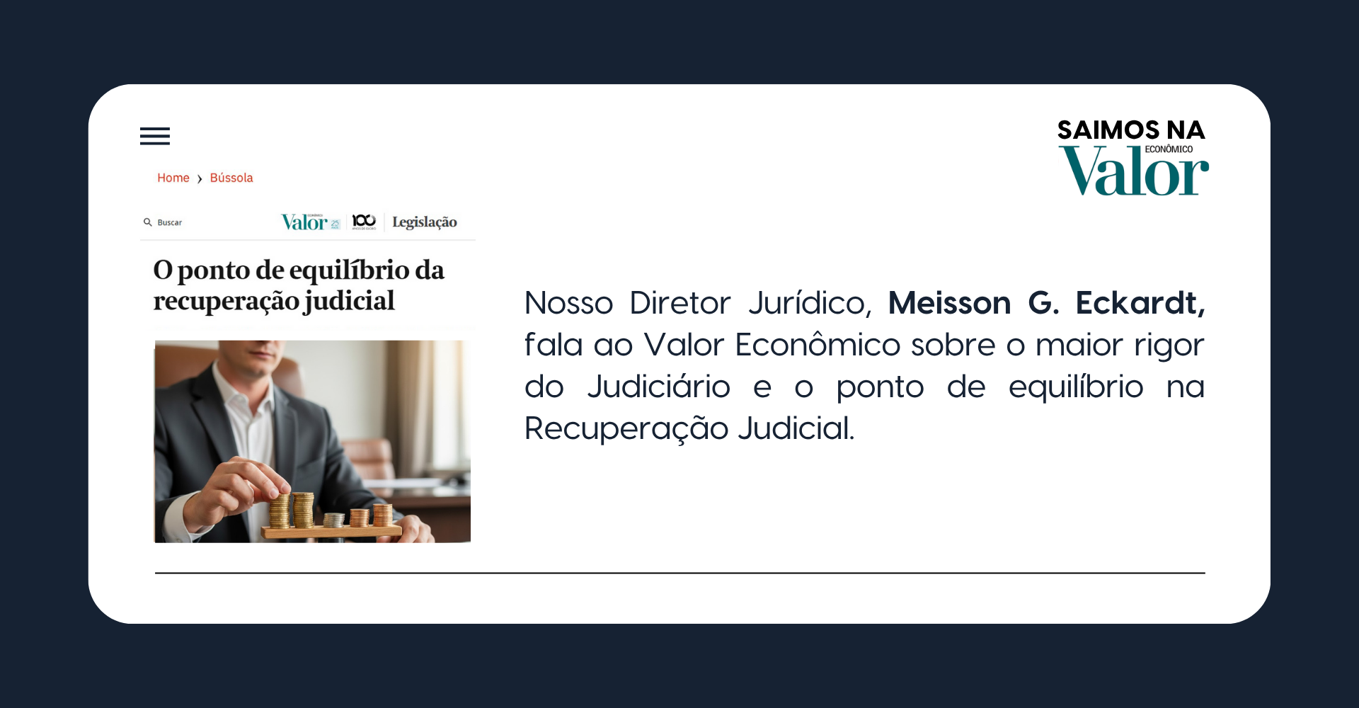 O ponto de equilíbrio da recuperação judicial – análise de Meisson Eckardt na Safegold