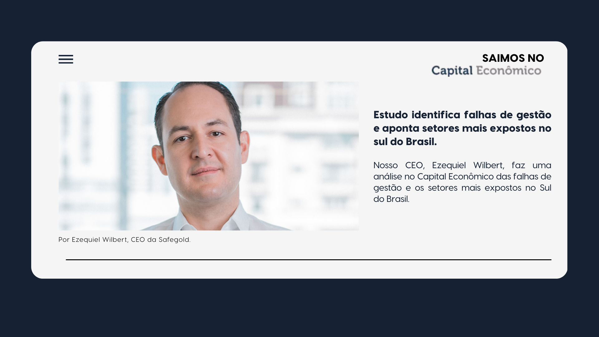 Falhas de gestão nas empresas do Sul do Brasil – estudo Safegold