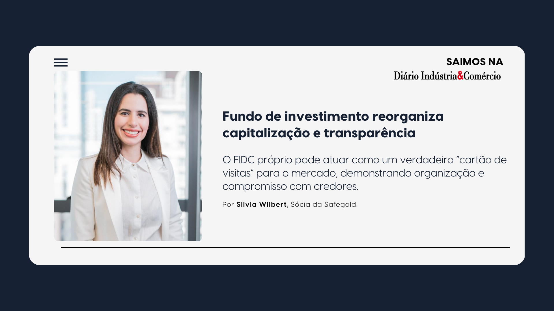 Gráfico representando estrutura de FIDC próprio em recuperação judicial