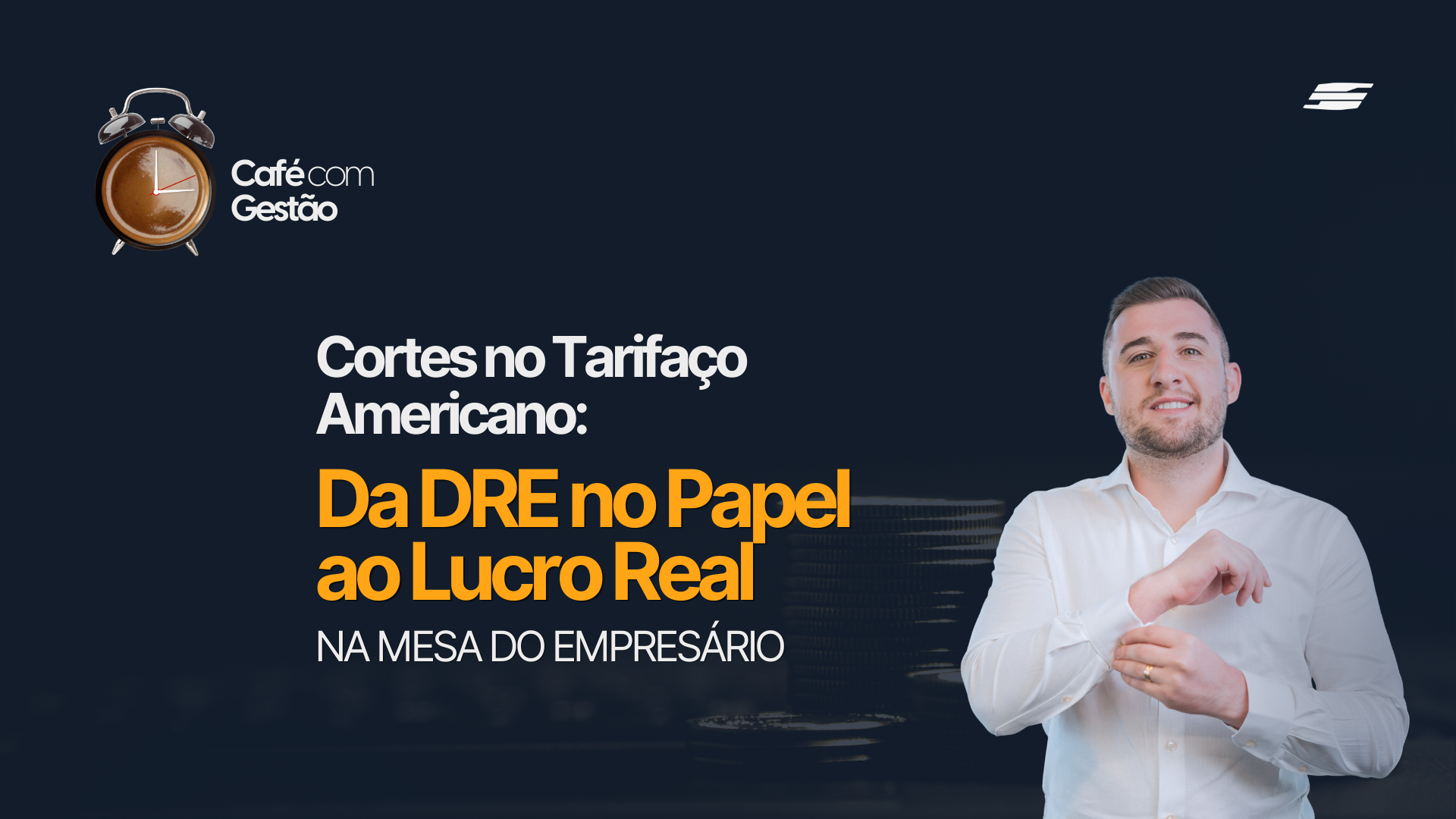 Empresário analisando DRE em reunião estratégica sobre impacto dos cortes no tarifaço americano